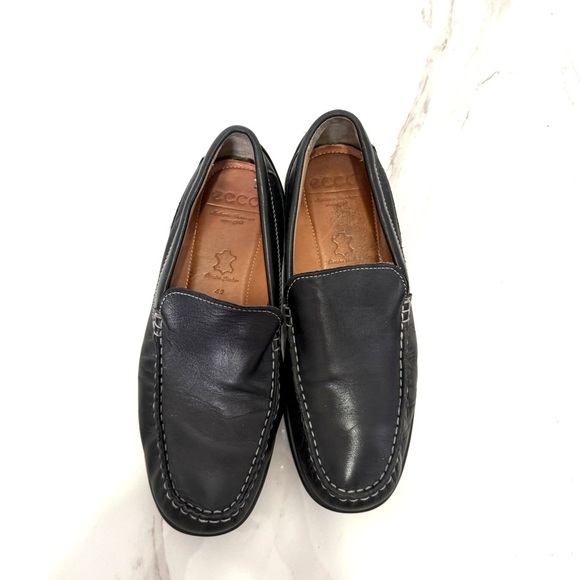Ecco Men's Dark Leather Slip-On Loafers 42/9 - Picture 3 of 8
